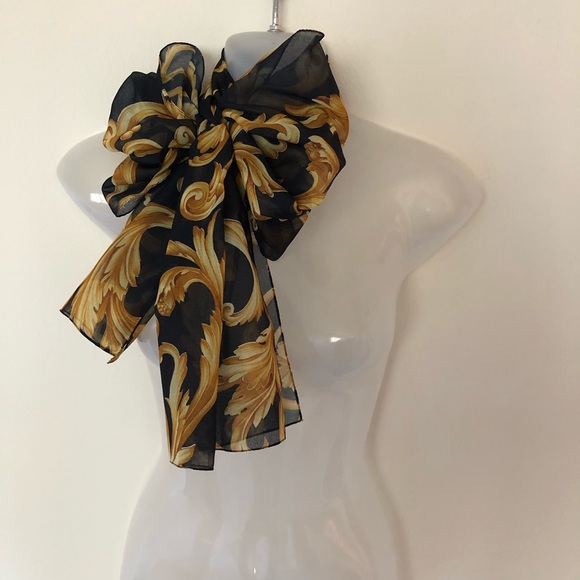 Vintage Accessories - Damask Neo Classical scarf blue and gold